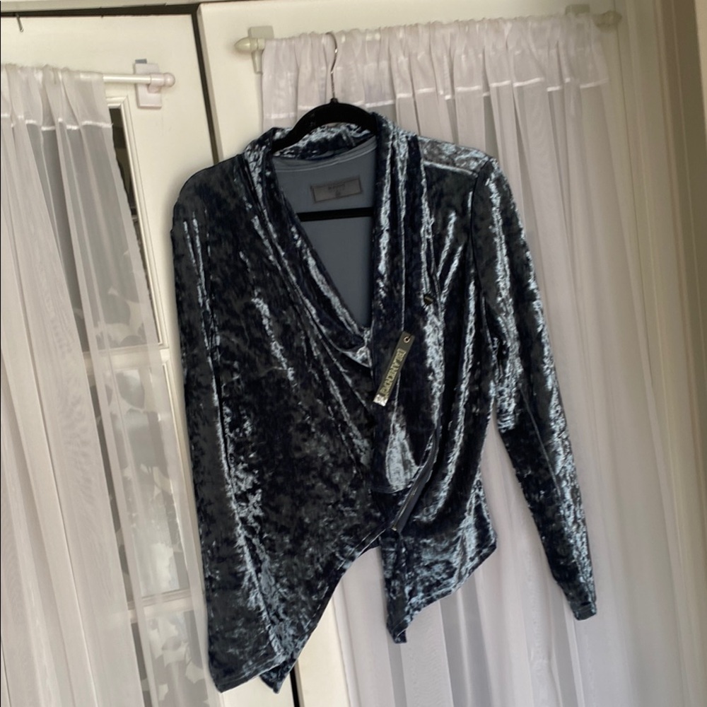 BLANK NYC Velvet Wrap Jacket in Shimmering Gray Size: M NWT